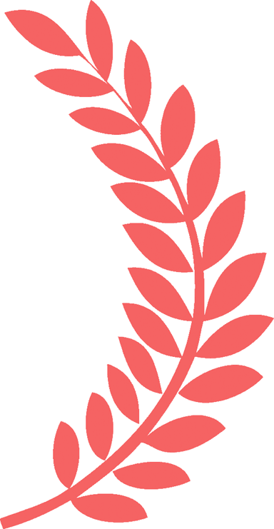 Decorative leaf illustration on the right side